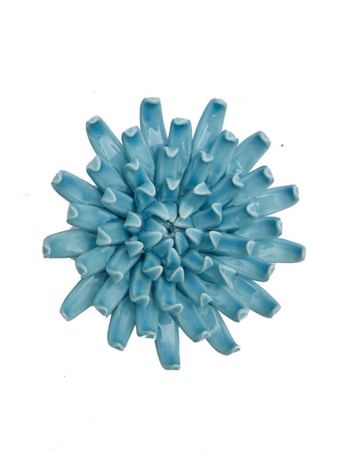 SEINHIJO Ceramic Flower Wall Decor 3D Wall Art Sculpture Modern Arts Gifts Blue 5.1inch - Image 1